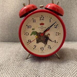 VTG Helm Brand animated alarm clock with moving woodpecker WORKS